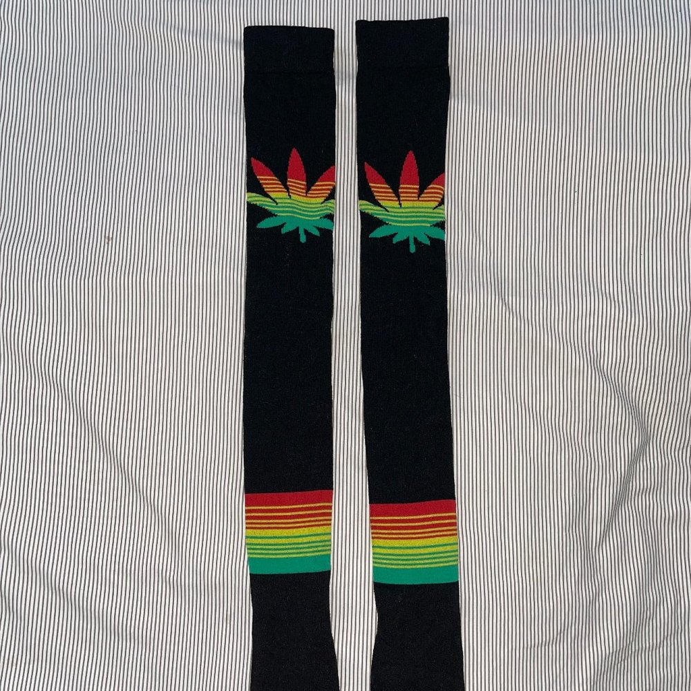 Rasta Thigh High Socks